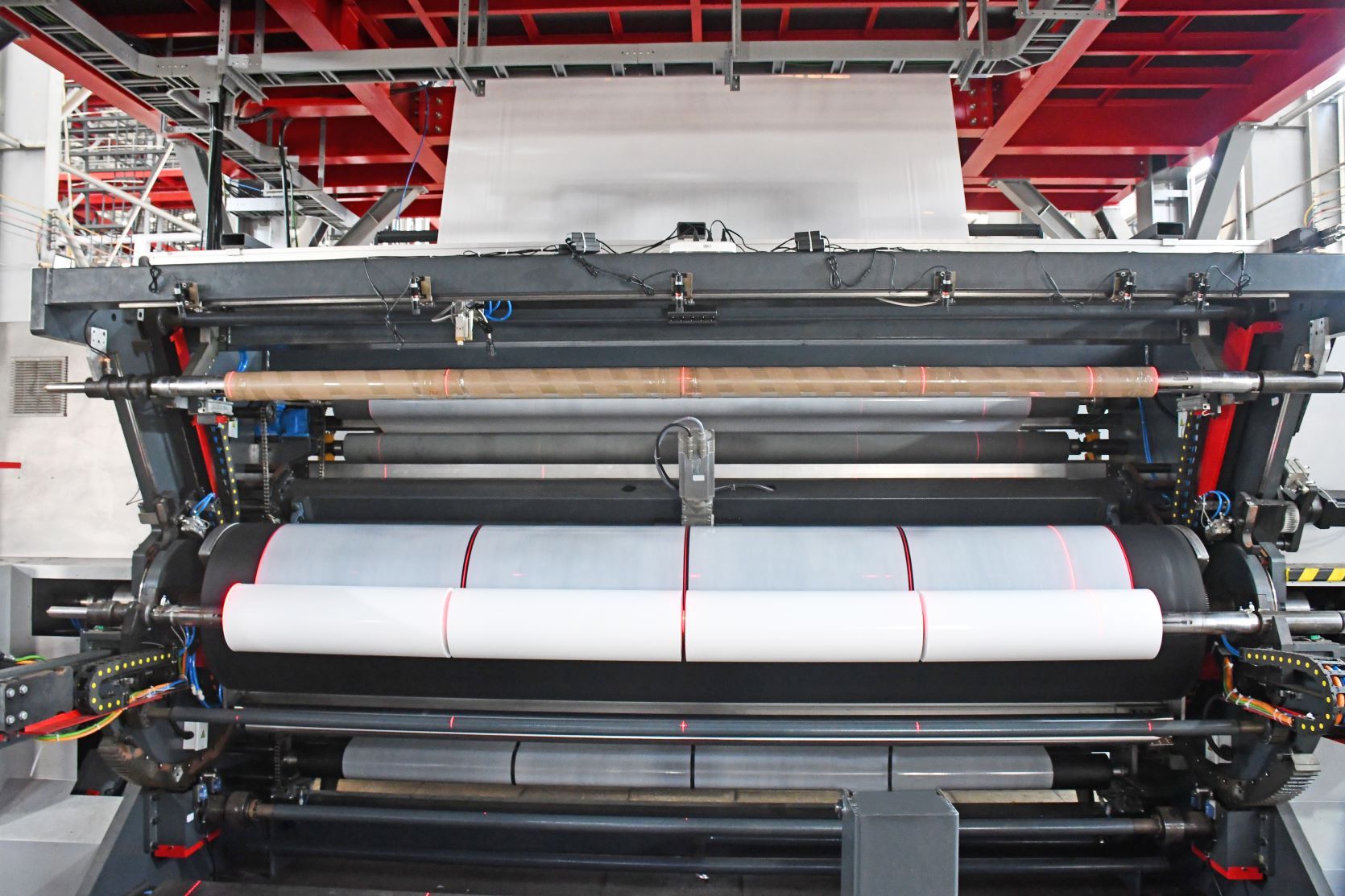 五层共挤薄膜吹膜机组带在线纵向拉伸装置的WSD-3500V 型全自动双工位收卷机