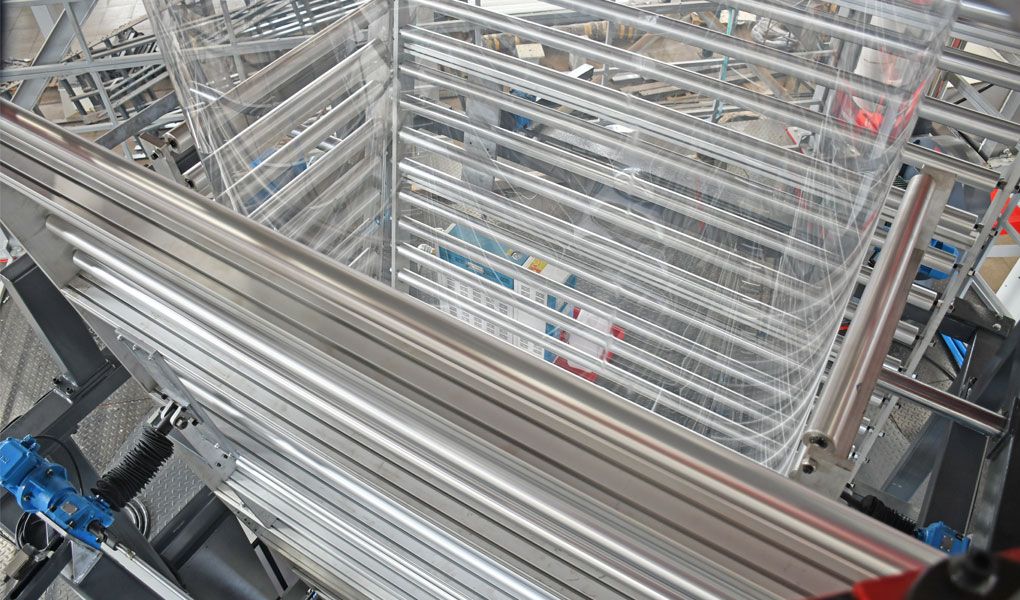 五层POF热收缩膜吹膜机组的人字夹板