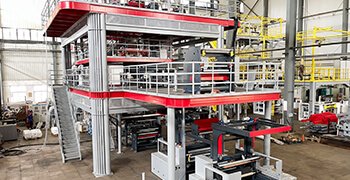 Jinming had successfully developed 9-layer co-extrusion downward Water Quench blown film line for making high barrier film