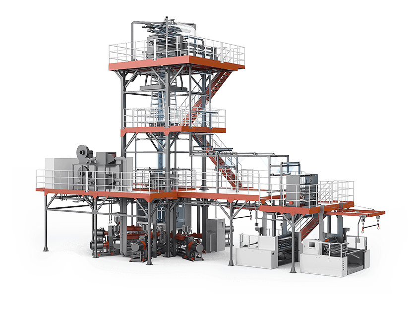 SupereX系列-薄膜吹塑风冷机型-高阻隔包装薄膜吹塑机组的整机